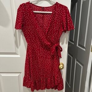 Red Polka Dot Wrap Dress